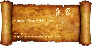 Hans Borbála névjegykártya